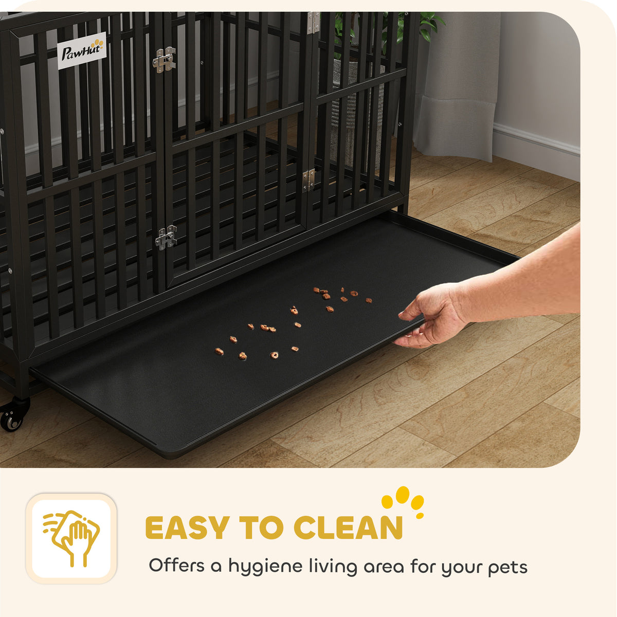 49" Heavy Duty Steel Dog Crate with Wheels - Black-Dogs-DECOROLALA