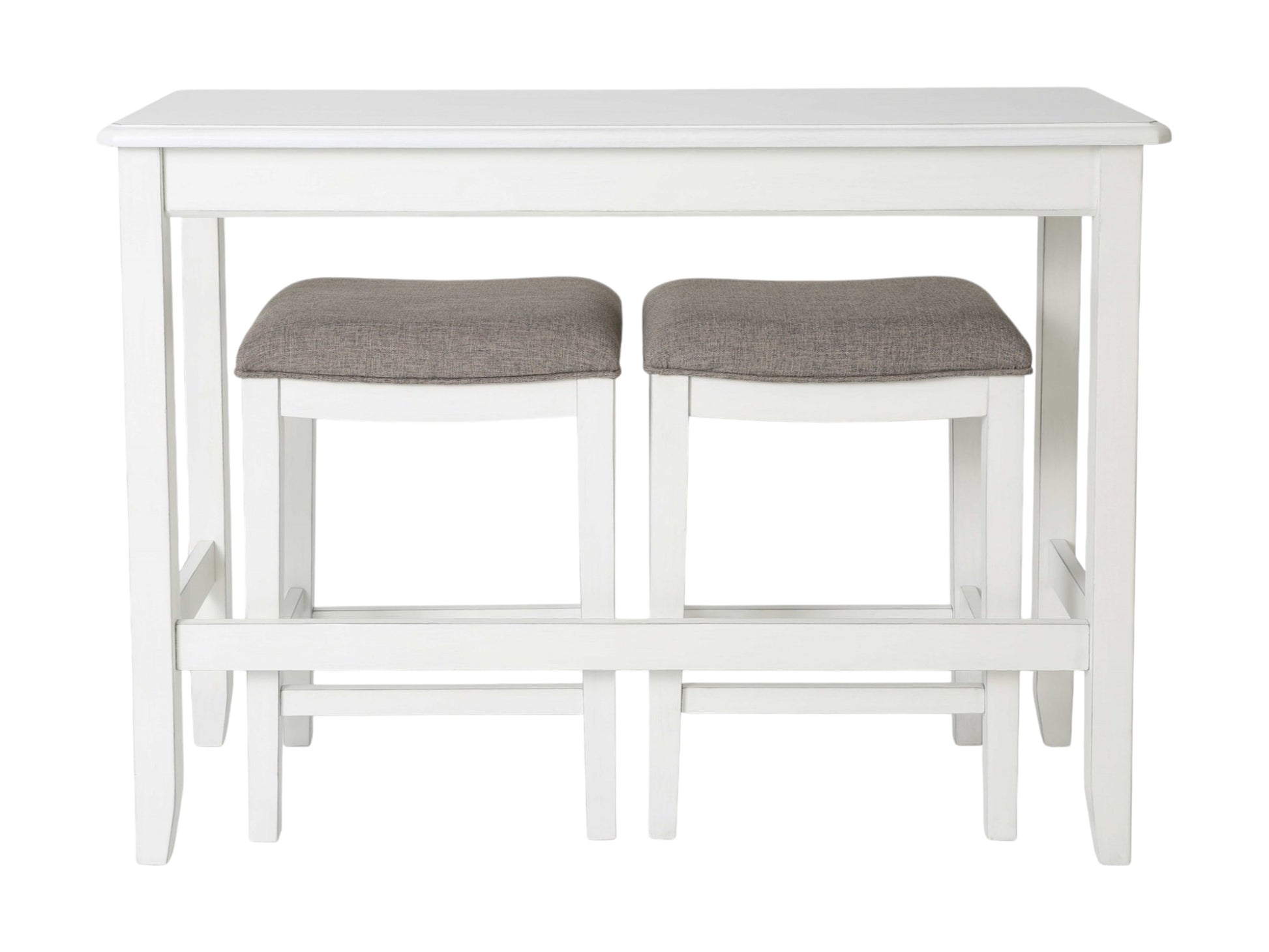 49" Three Piece White Wood Rectangular Bar Table With Two Stools-Bar & Restaurant Tables-DECOROLALA