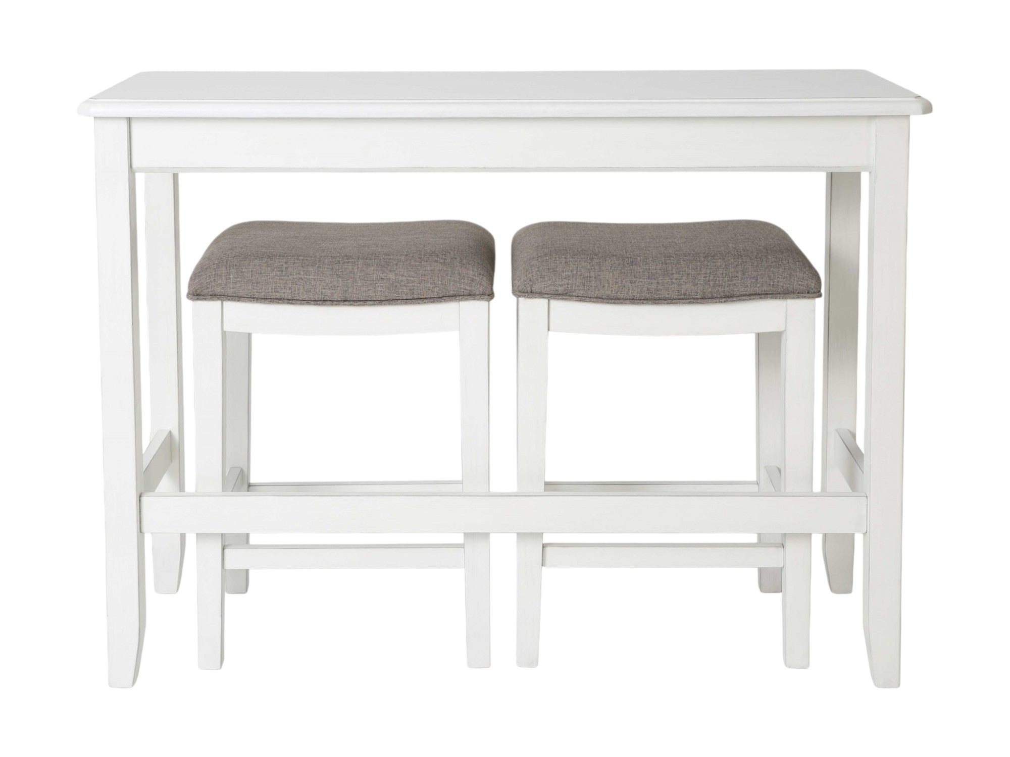 49" Three Piece White Wood Rectangular Bar Table With Two Stools-Bar & Restaurant Tables-DECOROLALA