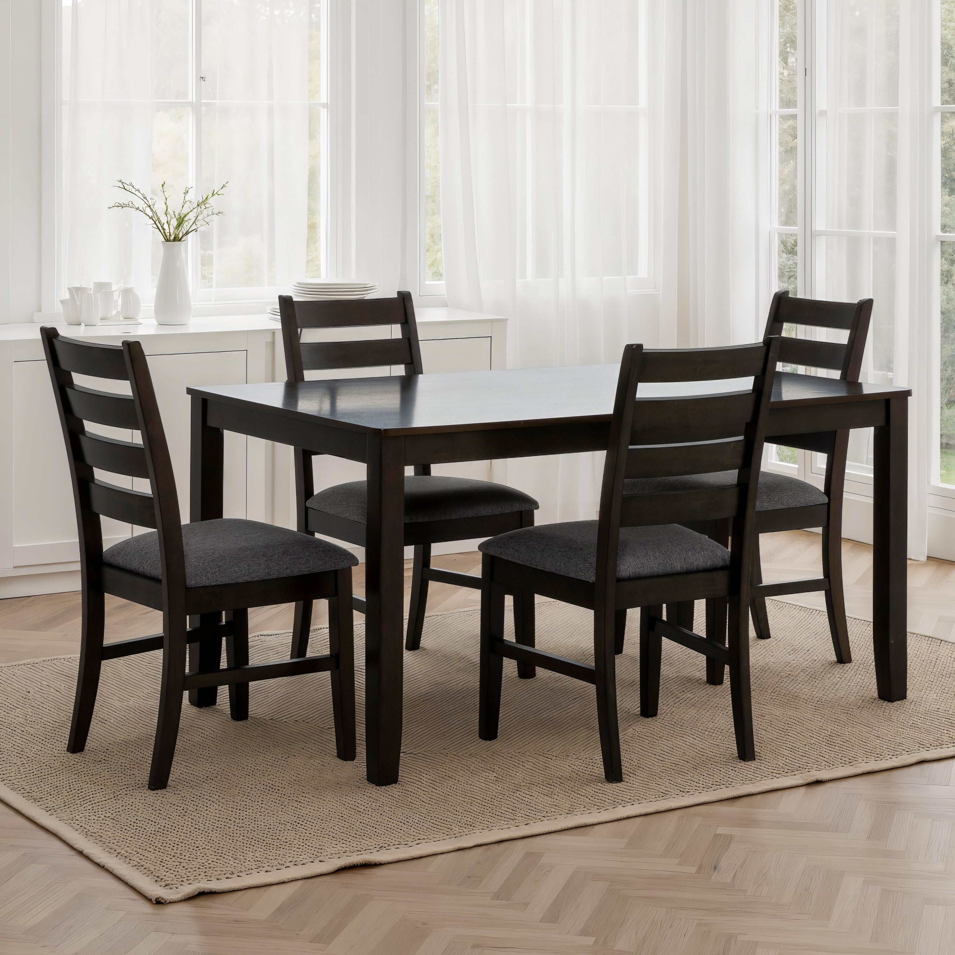 4900 Wood 5-Piece Extendable Dining Set - 59" Rectangular Table