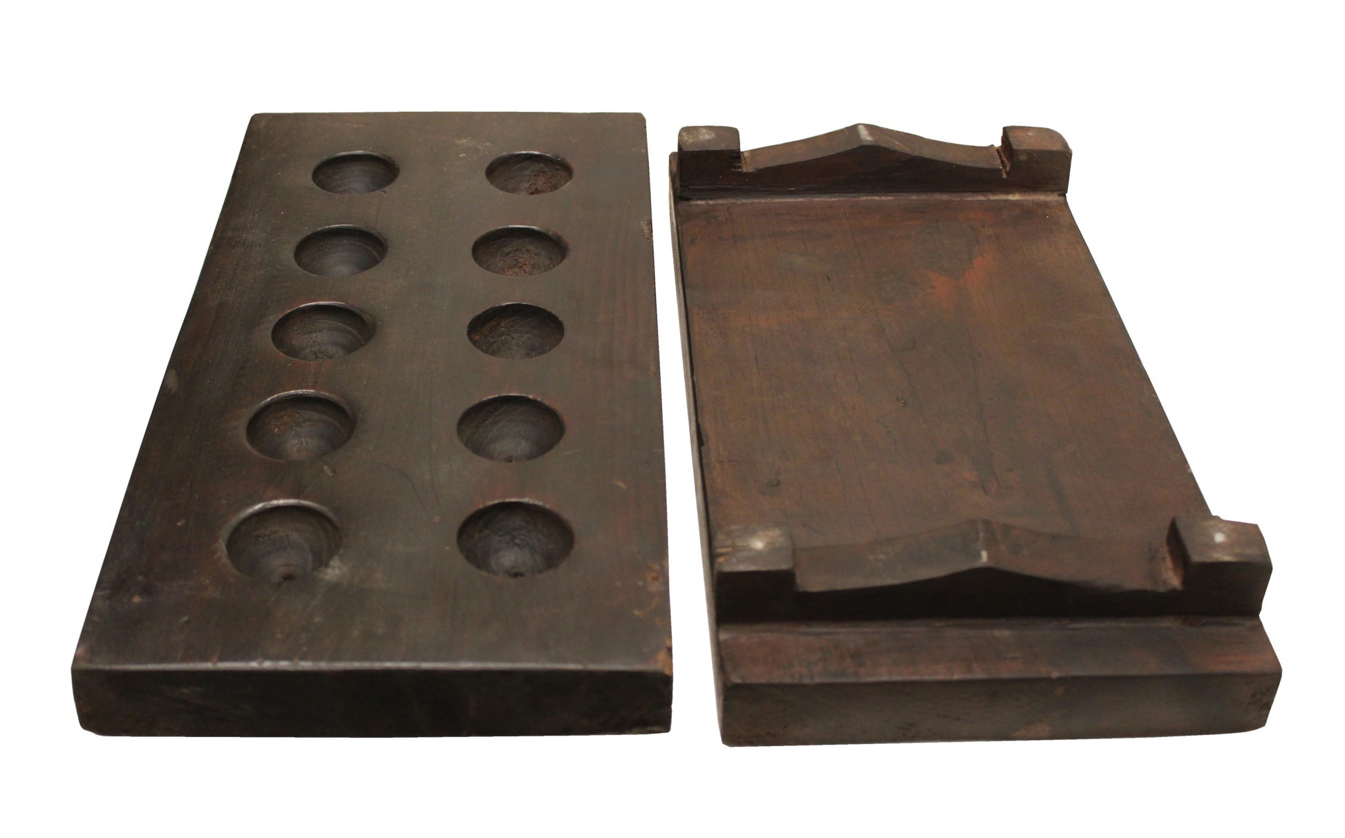 2" Brown Wood Geometric Tabletop Dish Candle Holder-Candle Holders-DECOROLALA