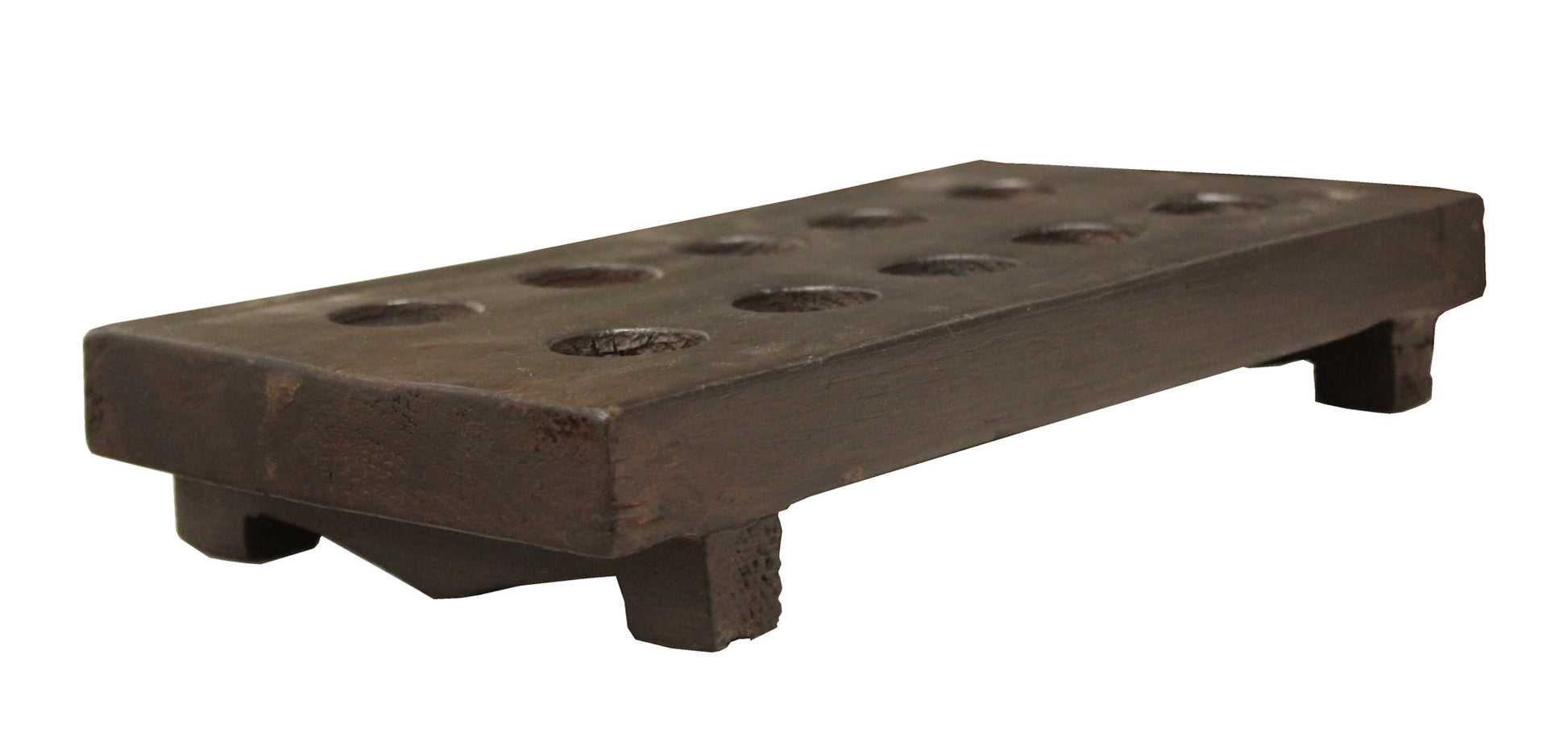 2" Brown Wood Geometric Tabletop Dish Candle Holder-Candle Holders-DECOROLALA