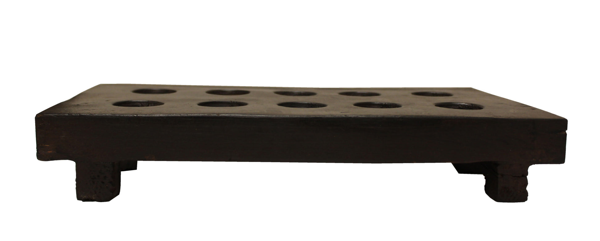 2" Brown Wood Geometric Tabletop Dish Candle Holder-Candle Holders-DECOROLALA