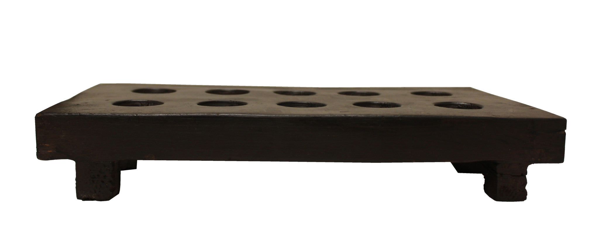 2" Brown Wood Geometric Tabletop Dish Candle Holder-Candle Holders-DECOROLALA