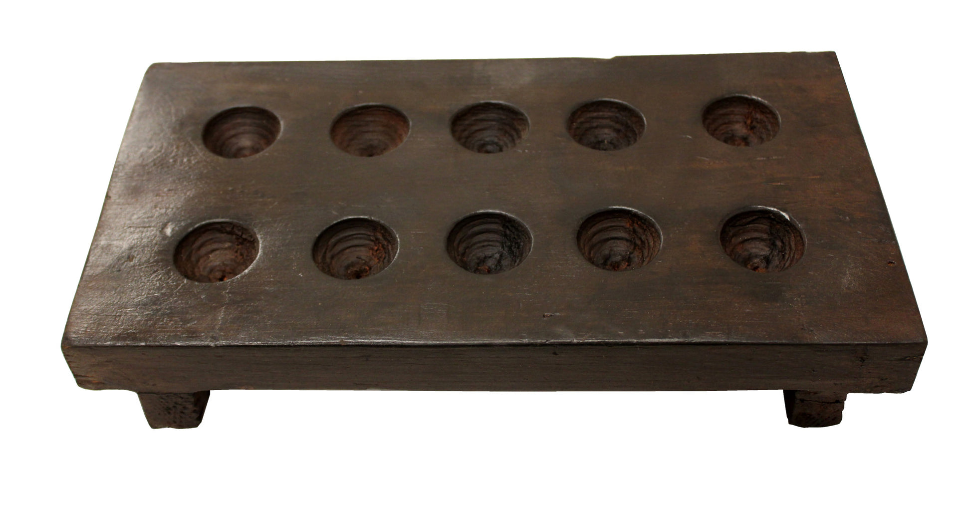 2" Brown Wood Geometric Tabletop Dish Candle Holder-Candle Holders-DECOROLALA