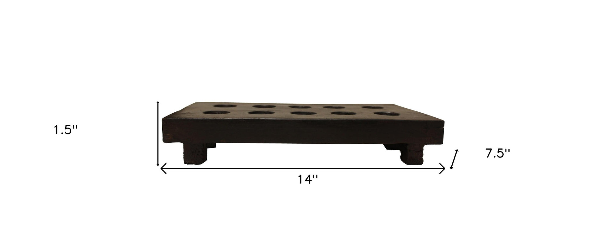 2" Brown Wood Geometric Tabletop Dish Candle Holder-Candle Holders-DECOROLALA
