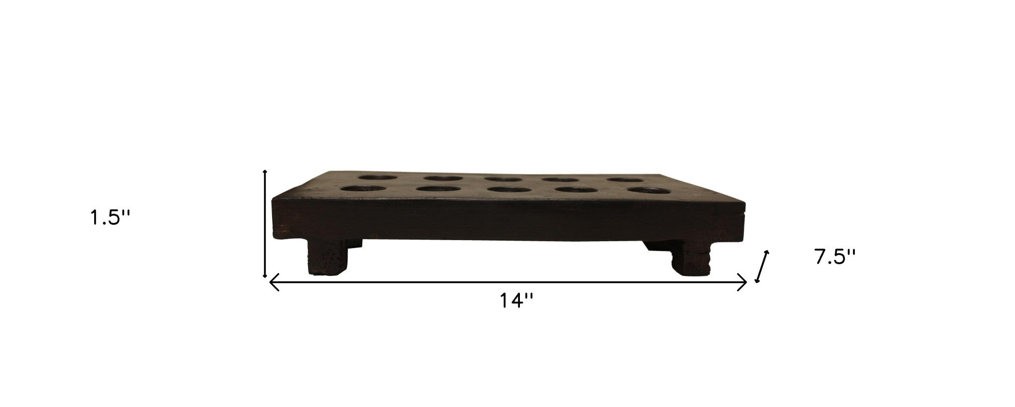 2" Brown Wood Geometric Tabletop Dish Candle Holder-Candle Holders-DECOROLALA