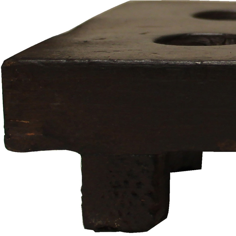 2" Brown Wood Geometric Tabletop Dish Candle Holder-Candle Holders-DECOROLALA