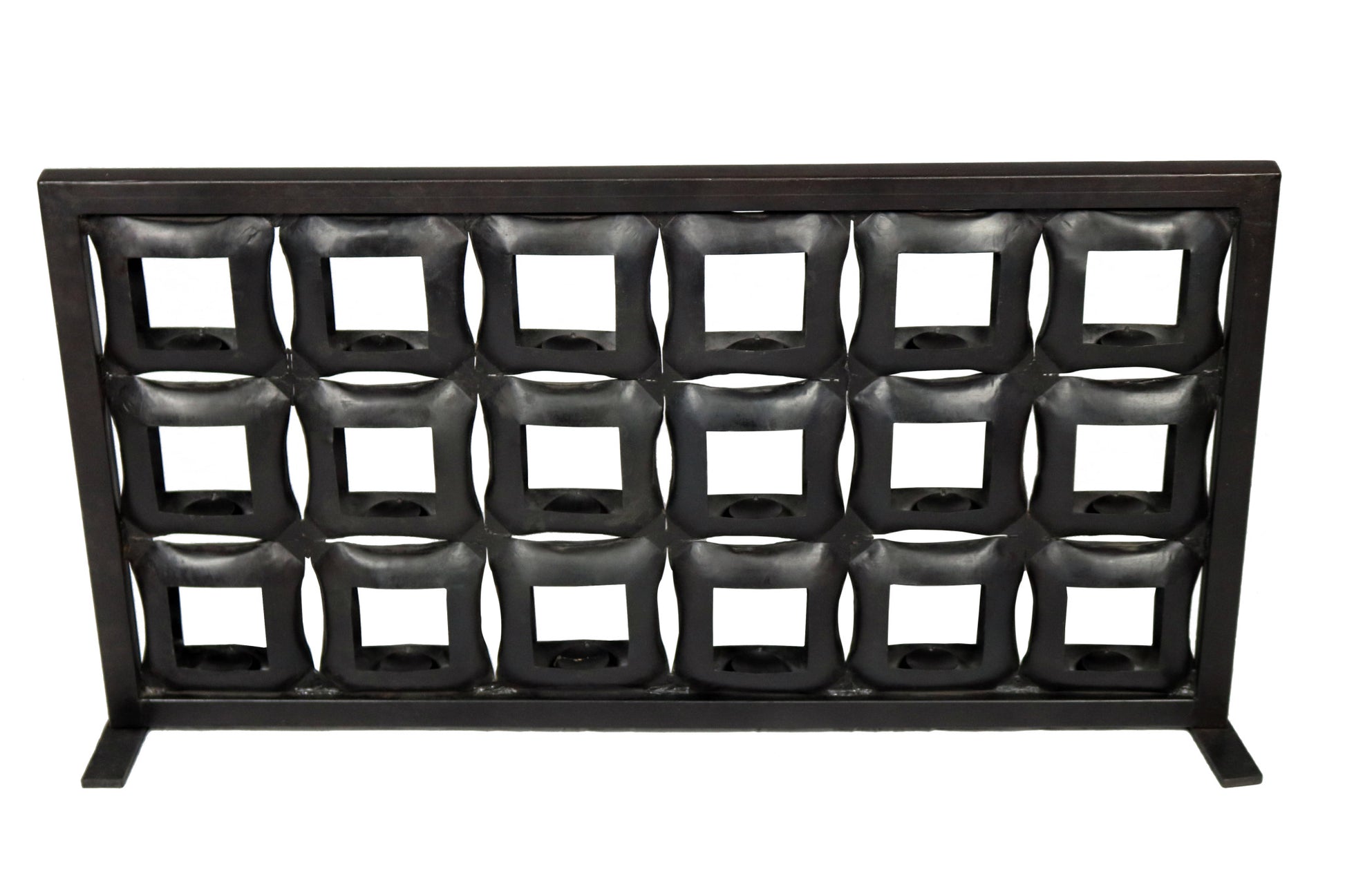 23" Black Iron Geometric Floor Tealight Candle Holder-Candle Holders-DECOROLALA