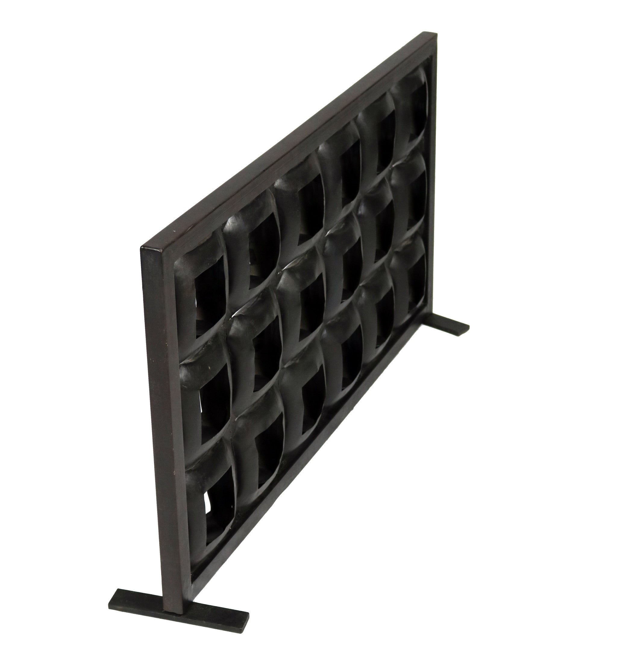 23" Black Iron Geometric Floor Tealight Candle Holder-Candle Holders-DECOROLALA
