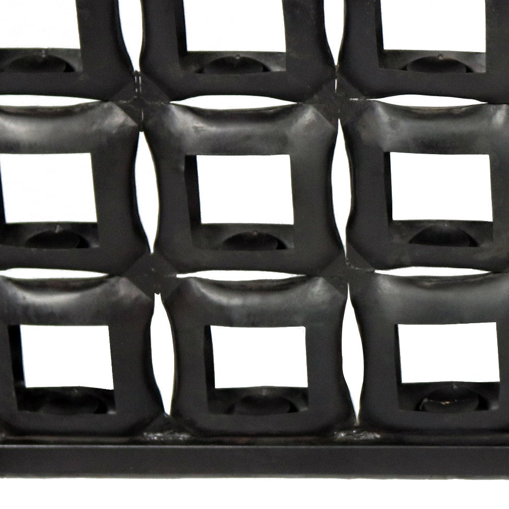 23" Black Iron Geometric Floor Tealight Candle Holder-Candle Holders-DECOROLALA