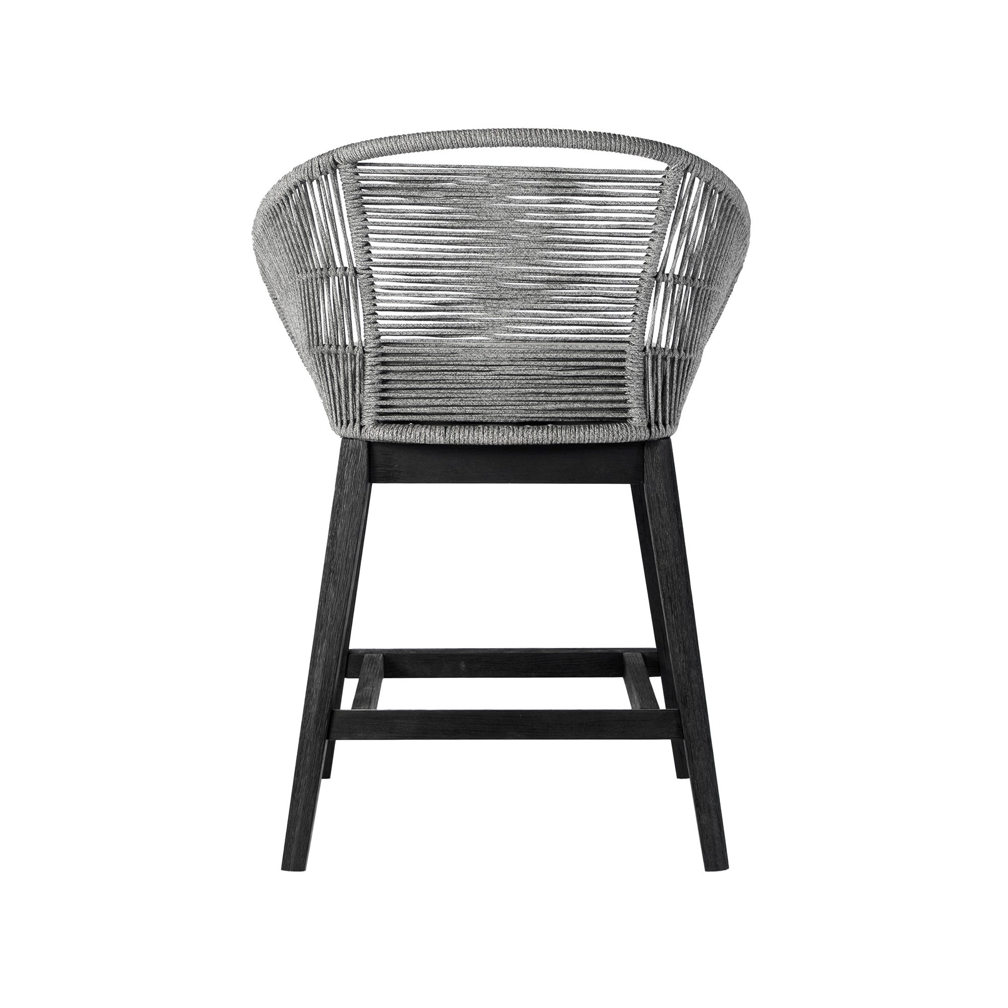 38" Light Gray Solid Wood Low back Outdoor Bar Height chair with Footrest-Outdoor Bar Chairs-DECOROLALA