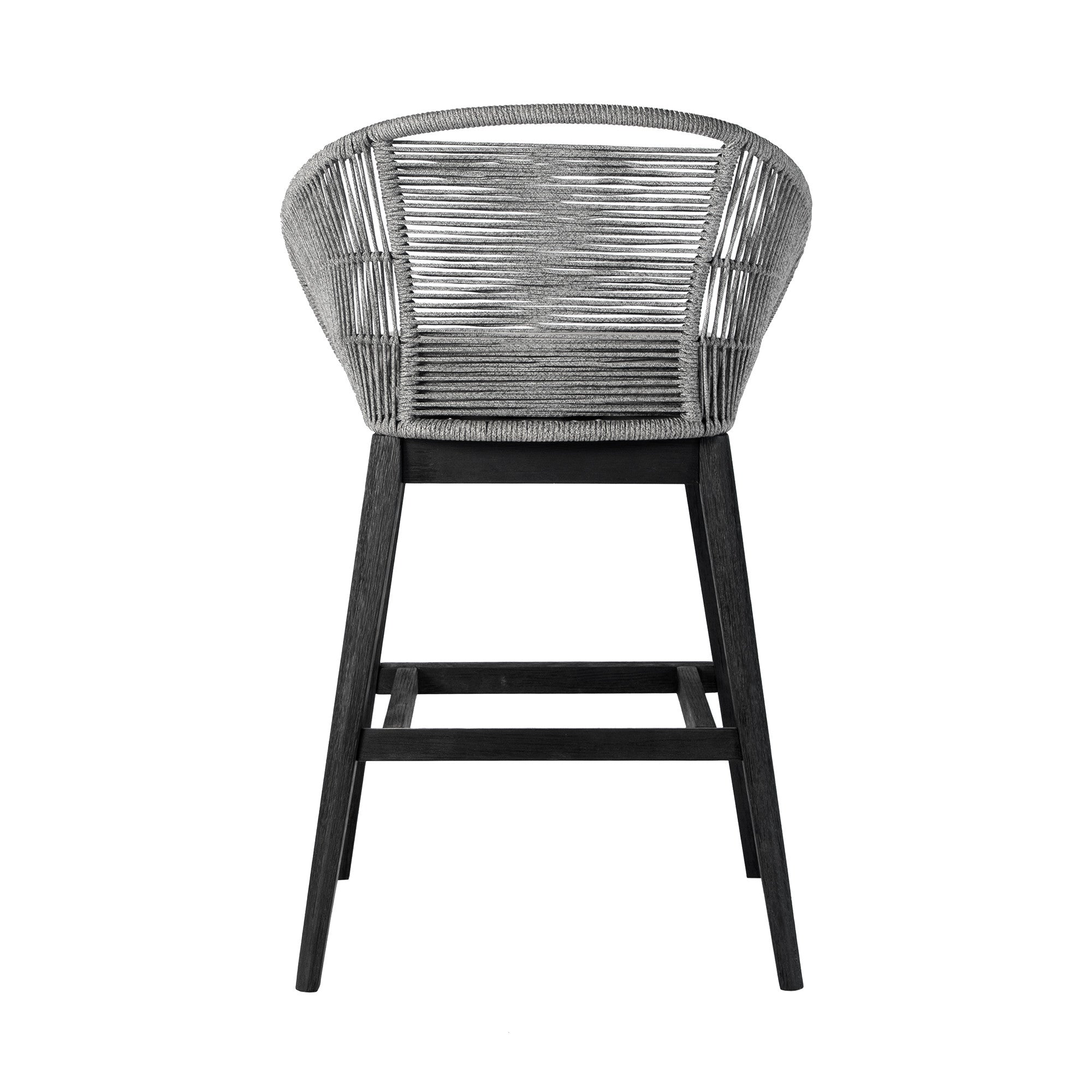 43" Light Gray Solid Wood Low back Outdoor Bar Height chair with Footrest-Outdoor Bar Chairs-DECOROLALA