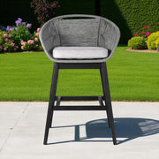 43" Light Gray Solid Wood Low back Outdoor Bar Height chair with Footrest-Outdoor Bar Chairs-DECOROLALA