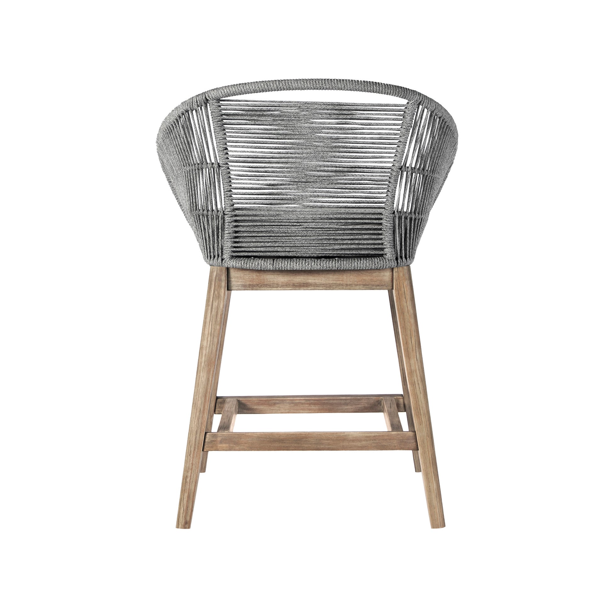 38" Light Gray Solid Wood Low back Outdoor Bar Height chair with Footrest-Outdoor Bar Chairs-DECOROLALA