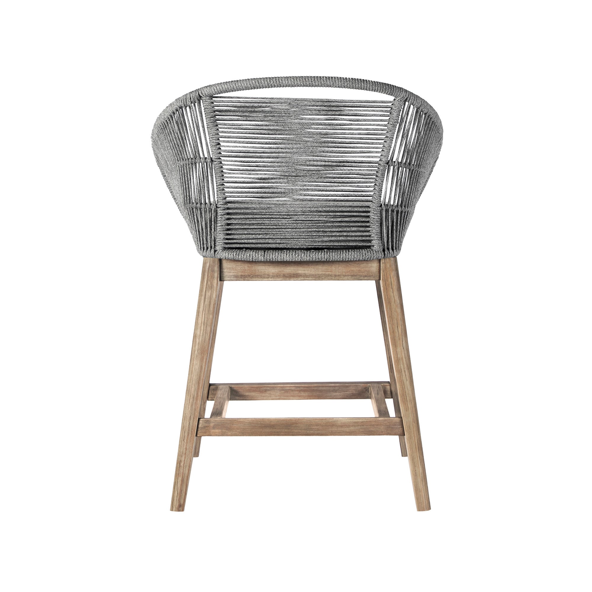 38" Light Gray Solid Wood Low back Outdoor Bar Height chair with Footrest-Outdoor Bar Chairs-DECOROLALA
