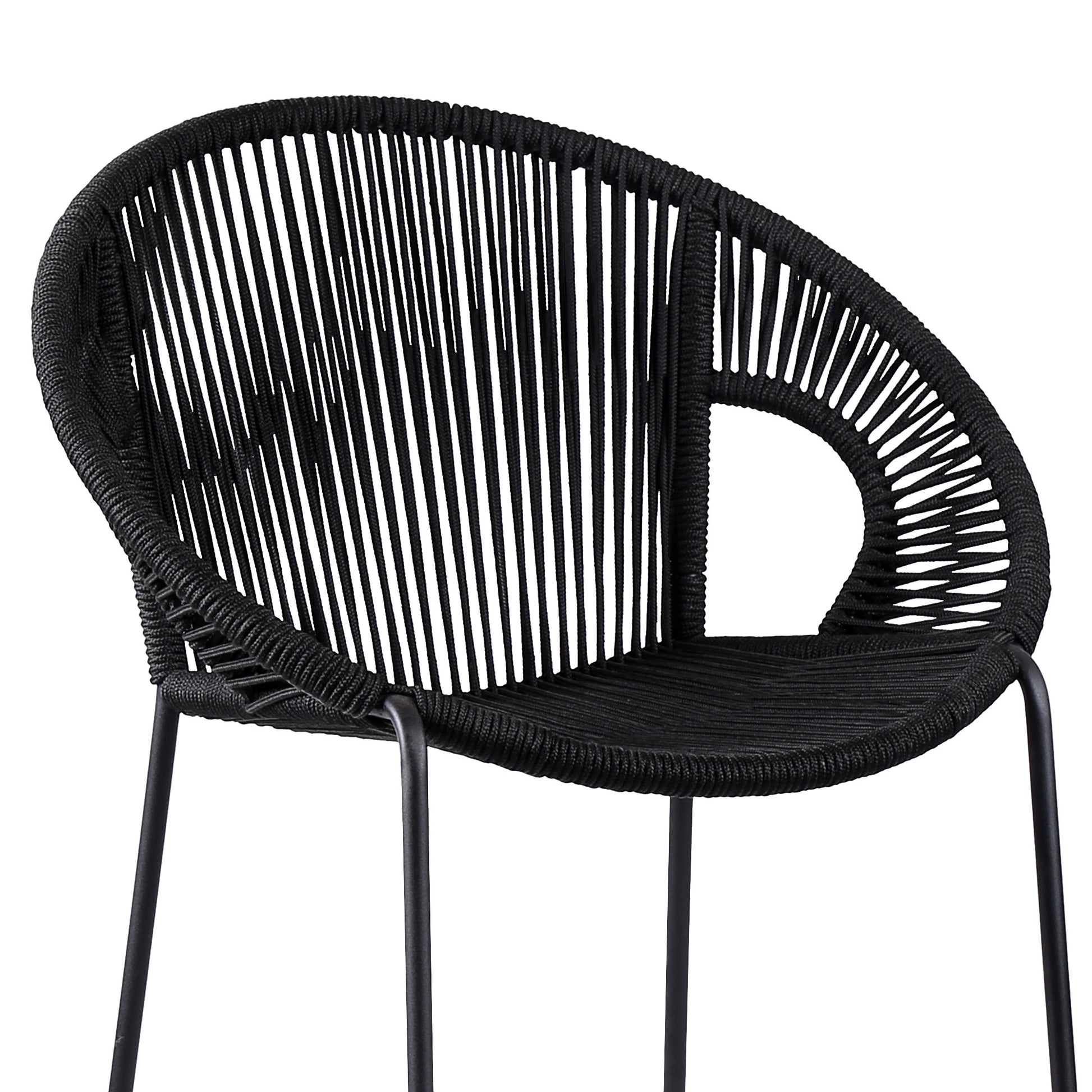 40" Black Metal Low back Outdoor Counter Height Bar chair with Footrest-Outdoor Bar Chairs-DECOROLALA