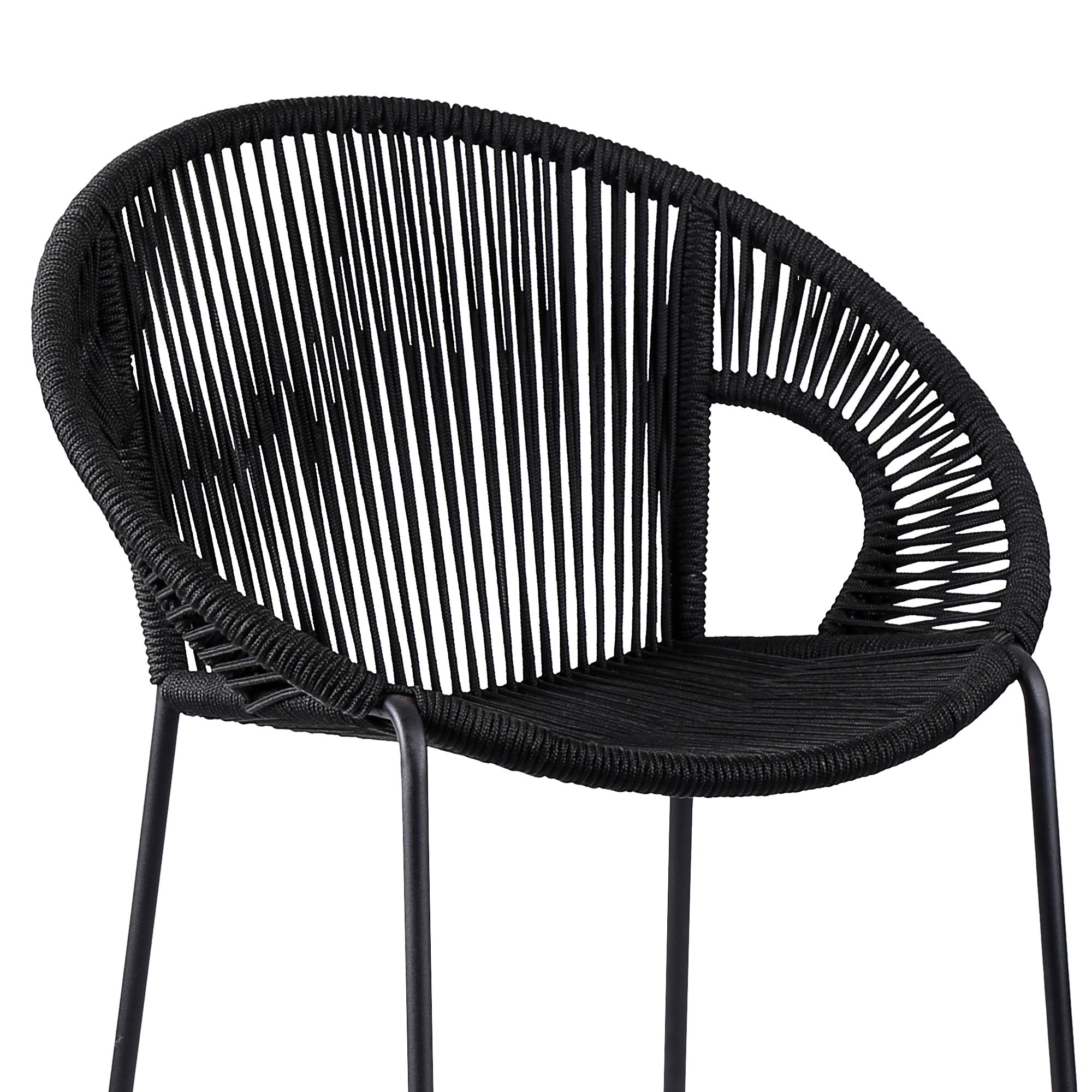 40" Black Metal Low back Outdoor Counter Height Bar chair with Footrest-Outdoor Bar Chairs-DECOROLALA