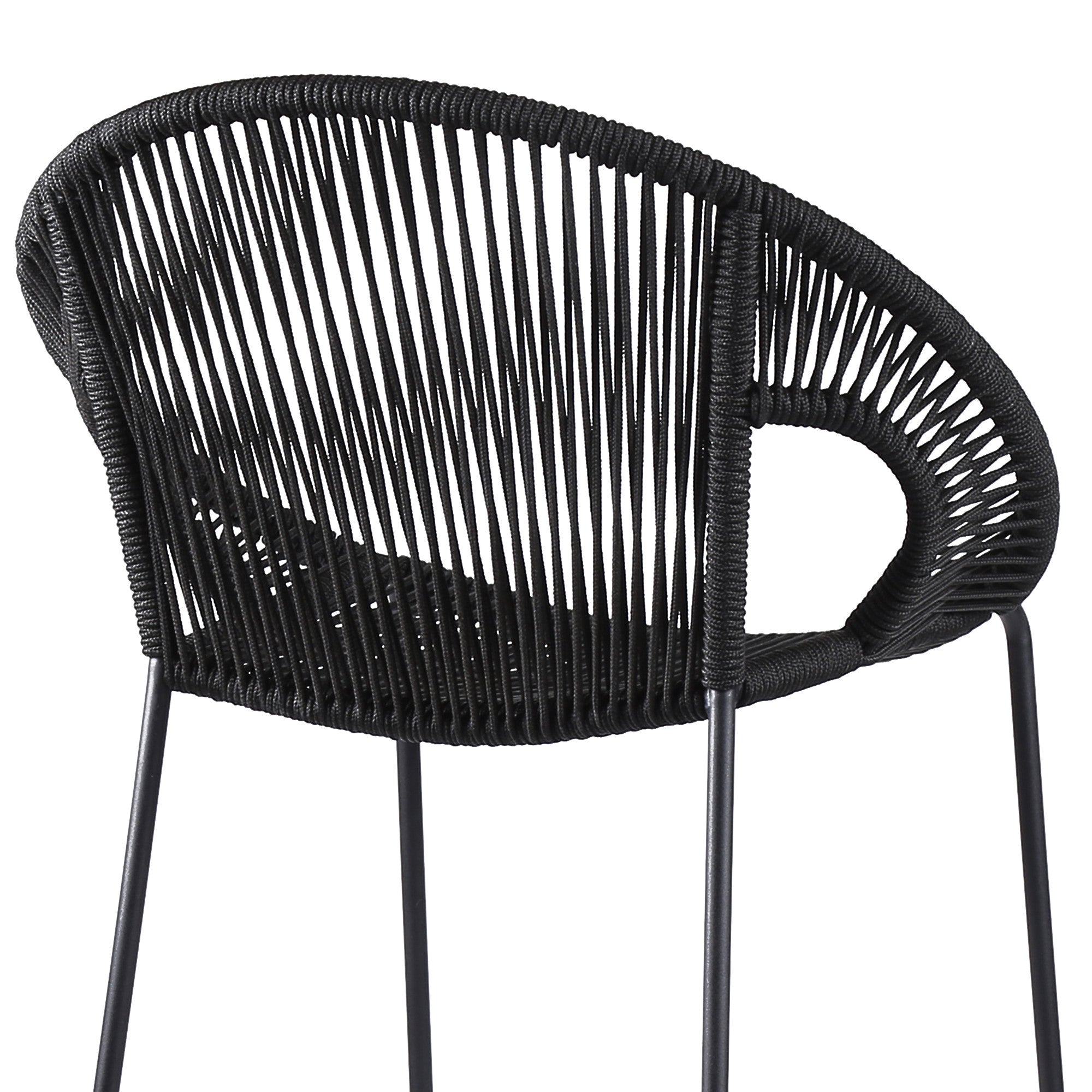 40" Black Metal Low back Outdoor Counter Height Bar chair with Footrest-Outdoor Bar Chairs-DECOROLALA