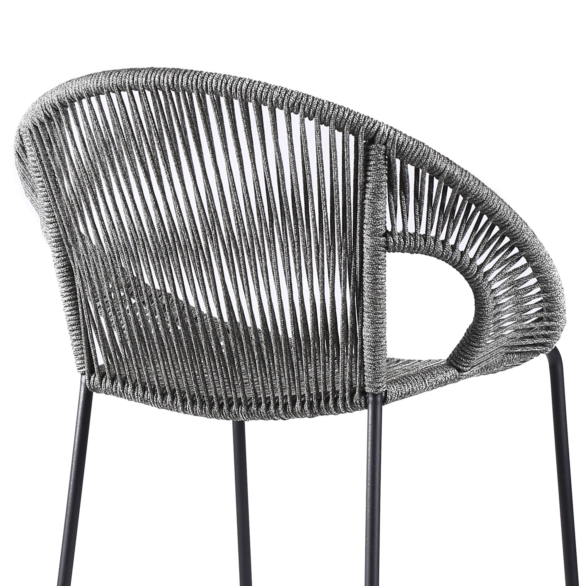 40" Light Gray Metal Low back Outdoor Counter Height Bar chair with Footrest-Outdoor Bar Chairs-DECOROLALA