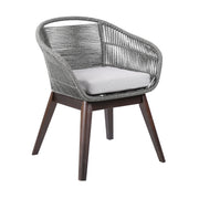 27" Gray Solid Wood Outdoor Dining Chair with Gray Cushion-0
