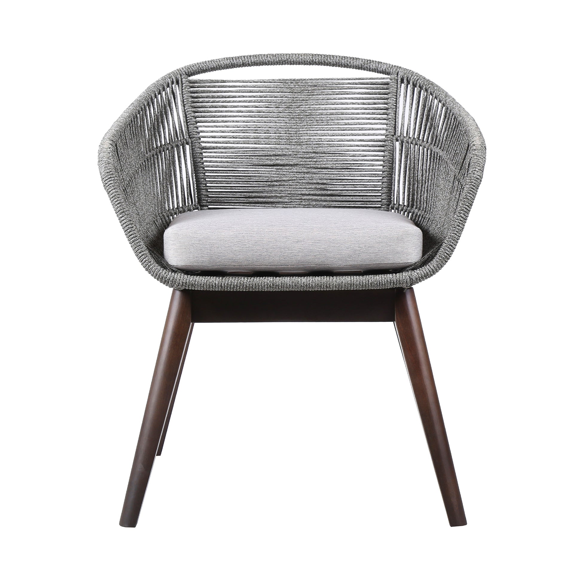 27" Gray Solid Wood Outdoor Dining Chair with Gray Cushion-2