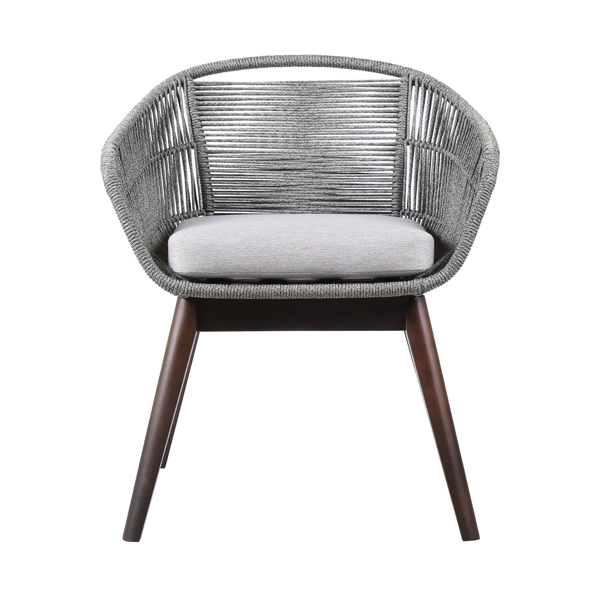 27" Gray Solid Wood Outdoor Dining Chair with Gray Cushion-2