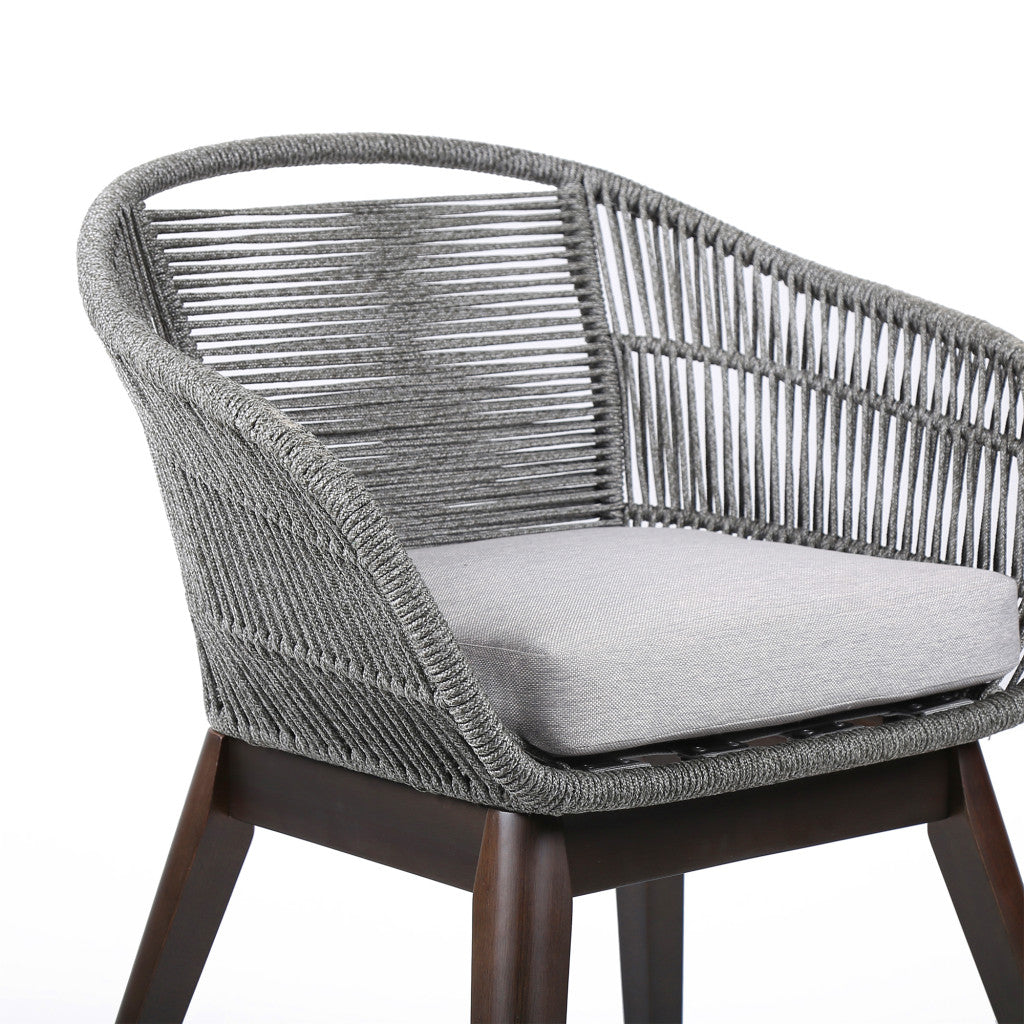 27" Gray Solid Wood Outdoor Dining Chair with Gray Cushion-4