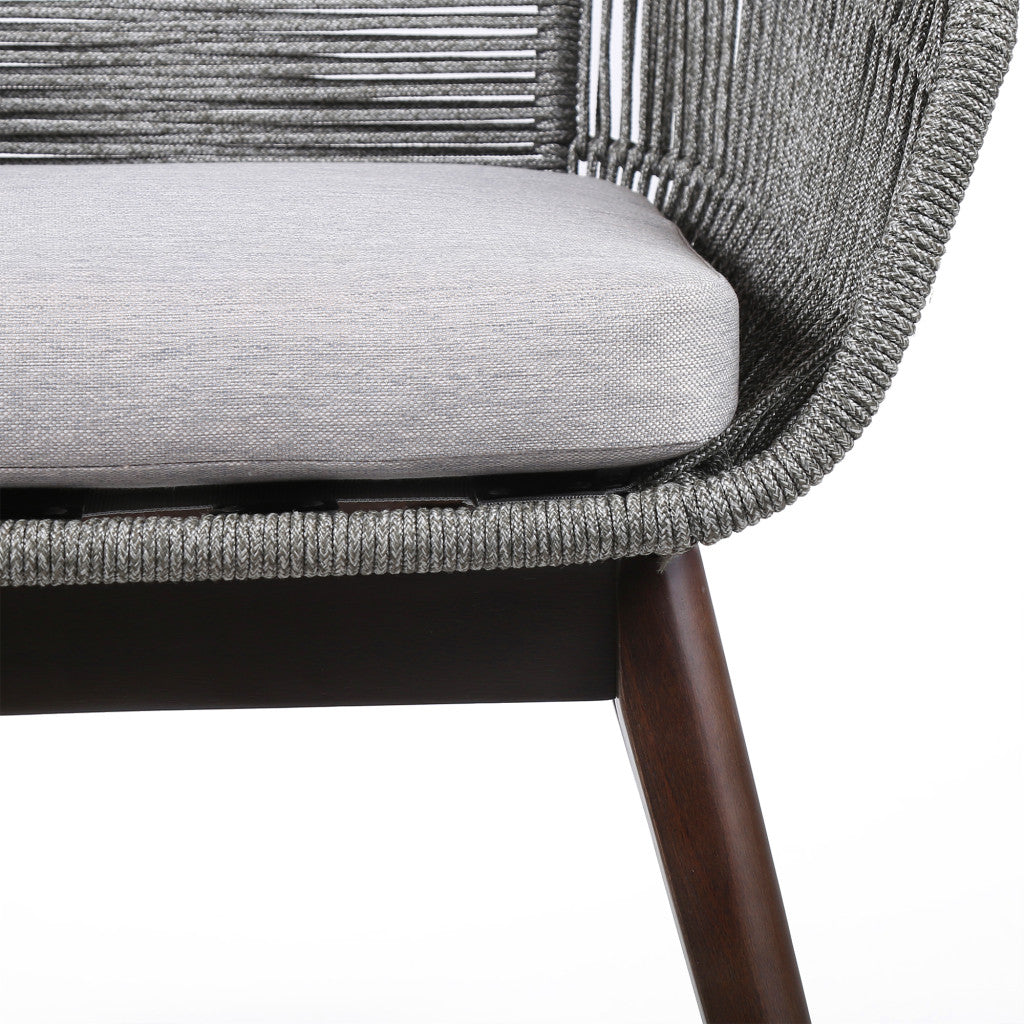 27" Gray Solid Wood Outdoor Dining Chair with Gray Cushion-5