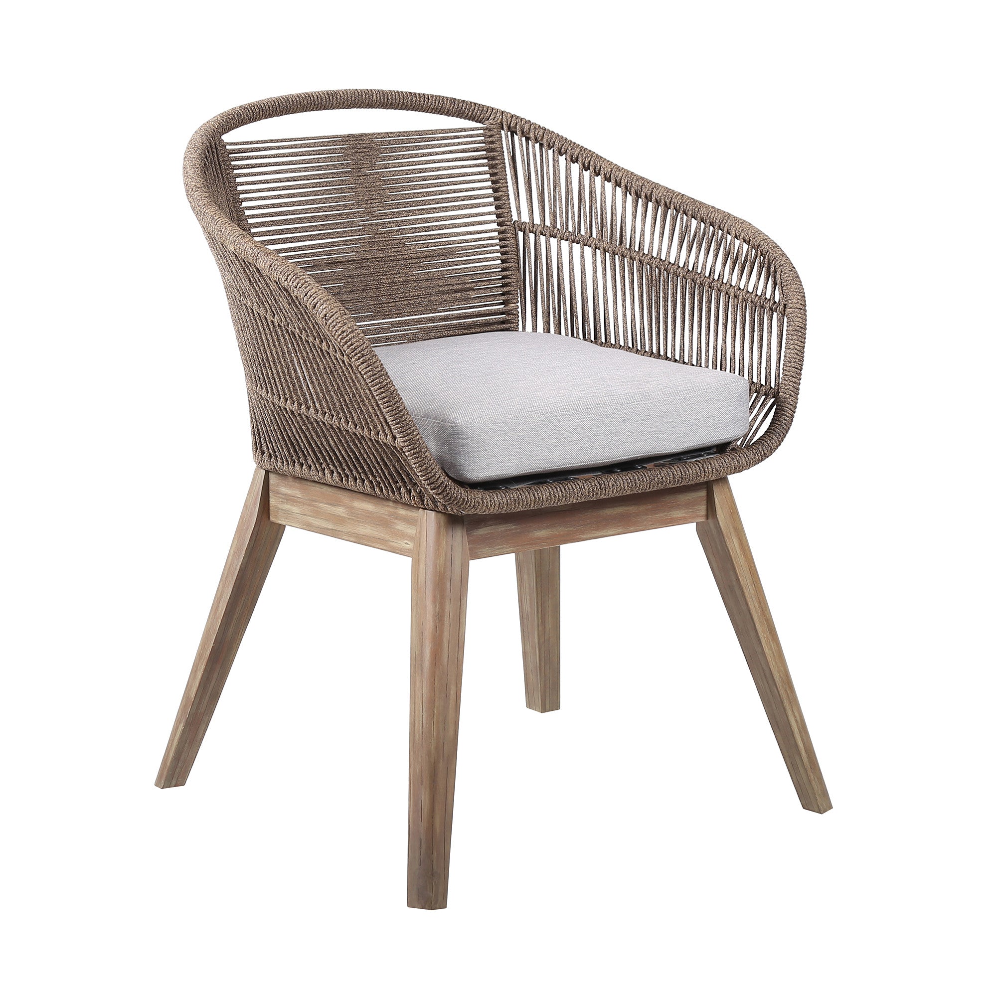 27" Gray and Natural Wood Solid Wood Outdoor Dining Chair with Gray Cushion-0