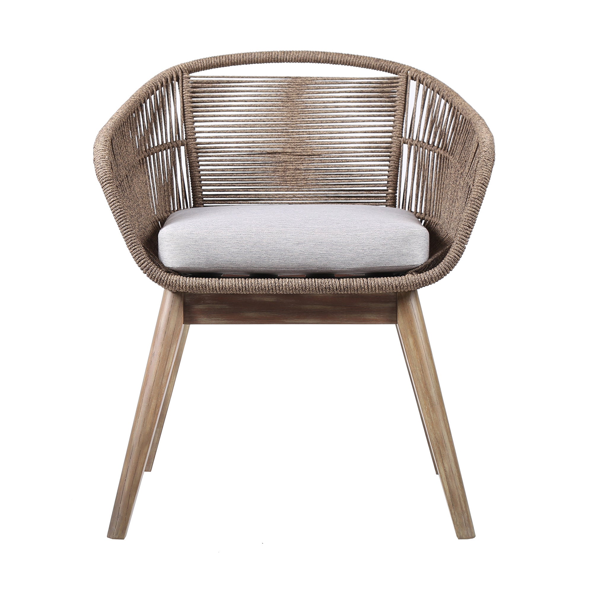 27" Gray and Natural Wood Solid Wood Outdoor Dining Chair with Gray Cushion-2