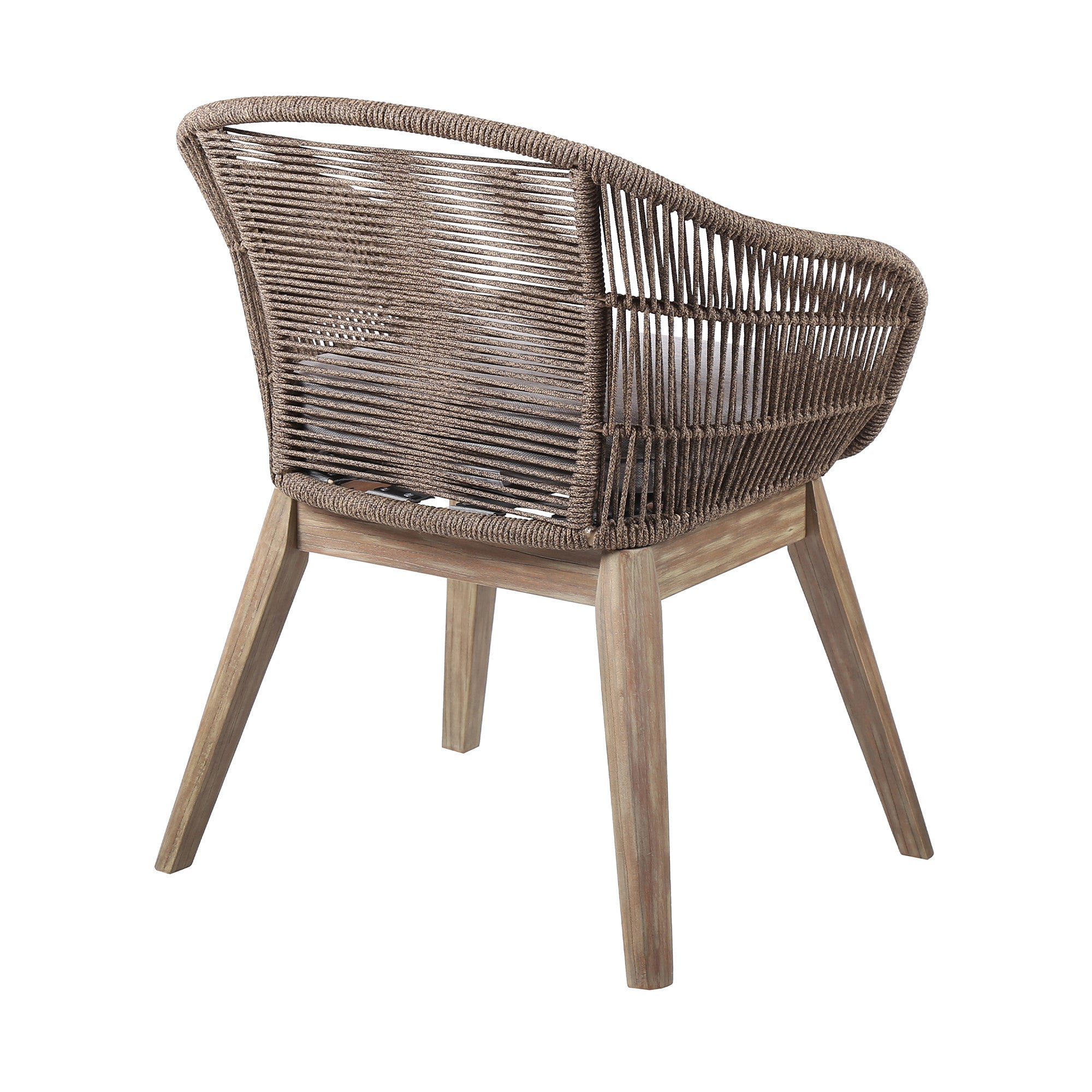 27" Gray and Natural Wood Solid Wood Outdoor Dining Chair with Gray Cushion-3
