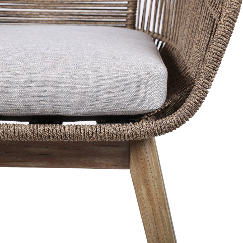 27" Gray and Natural Wood Solid Wood Outdoor Dining Chair with Gray Cushion-5