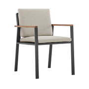 Set of Two 22" Light Gray Solid Wood Outdoor Dining Chair with Taupe Cushion-0
