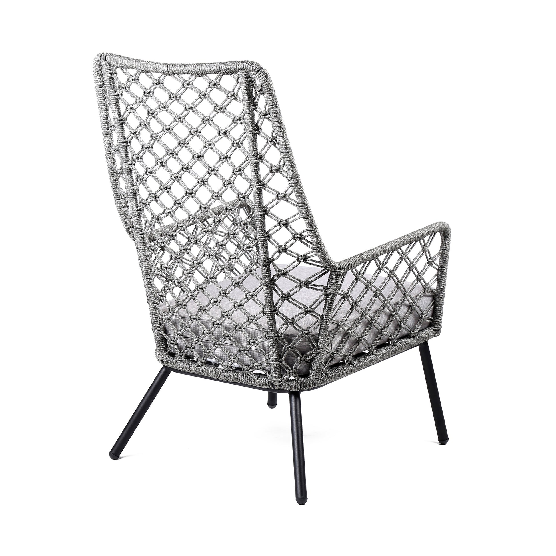 26" Gray and Black Steel Indoor Outdoor Dining Chair with Gray Cushion-Outdoor Chairs-DECOROLALA