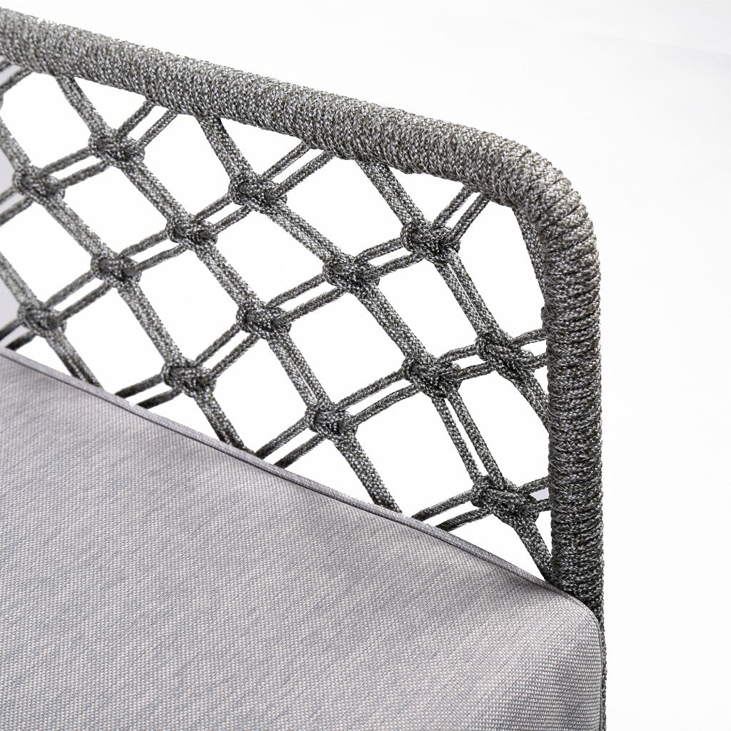 26" Gray and Black Steel Indoor Outdoor Dining Chair with Gray Cushion-Outdoor Chairs-DECOROLALA