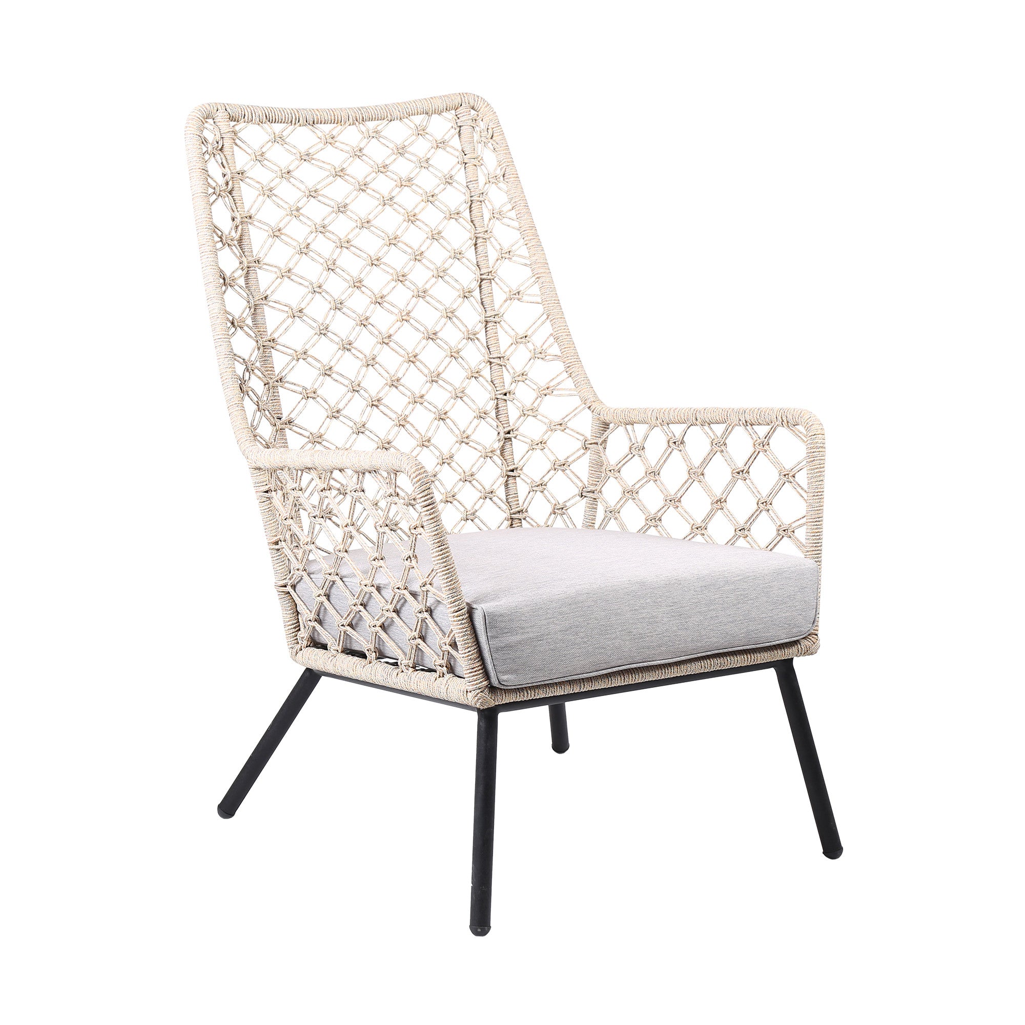 26" Gray Metal Outdoor Dining Chair with Gray Cushion-0