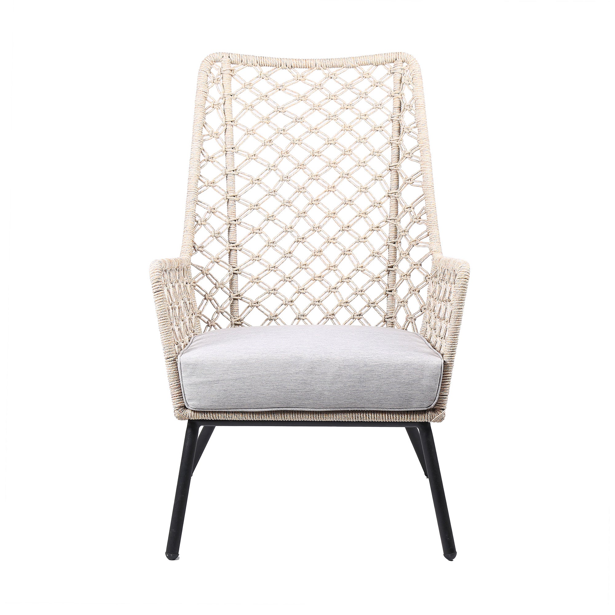 26" Gray Metal Outdoor Dining Chair with Gray Cushion-2