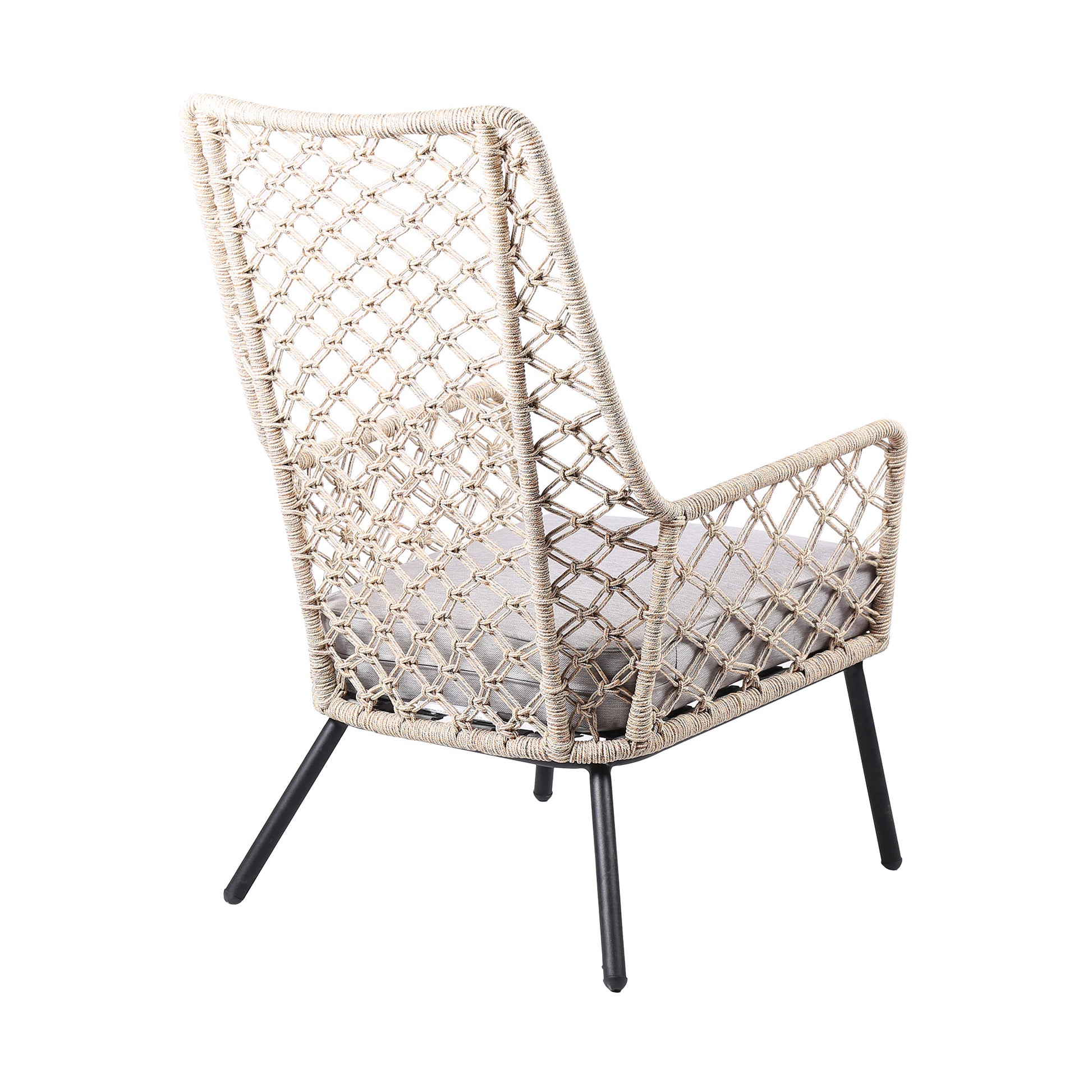 26" Gray Metal Outdoor Dining Chair with Gray Cushion-3