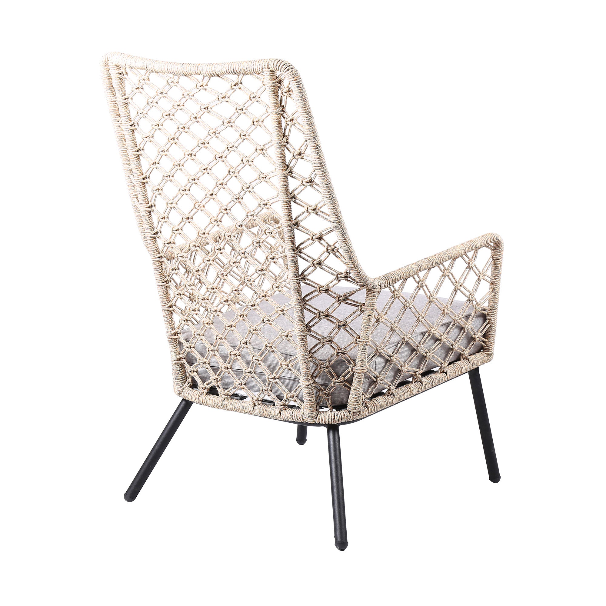 26" Gray Metal Outdoor Dining Chair with Gray Cushion-3