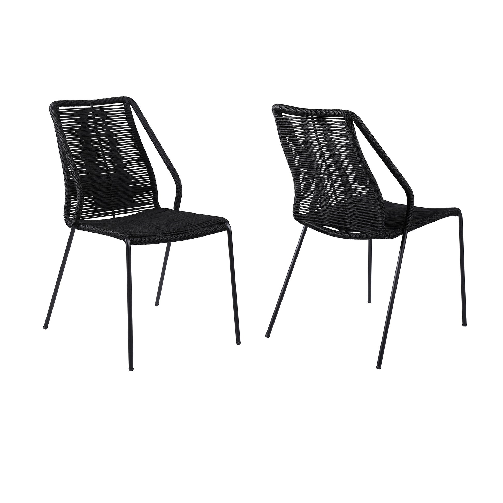 Set of Two 22" Black Metal Outdoor Dining Chair-Outdoor Chairs-DECOROLALA