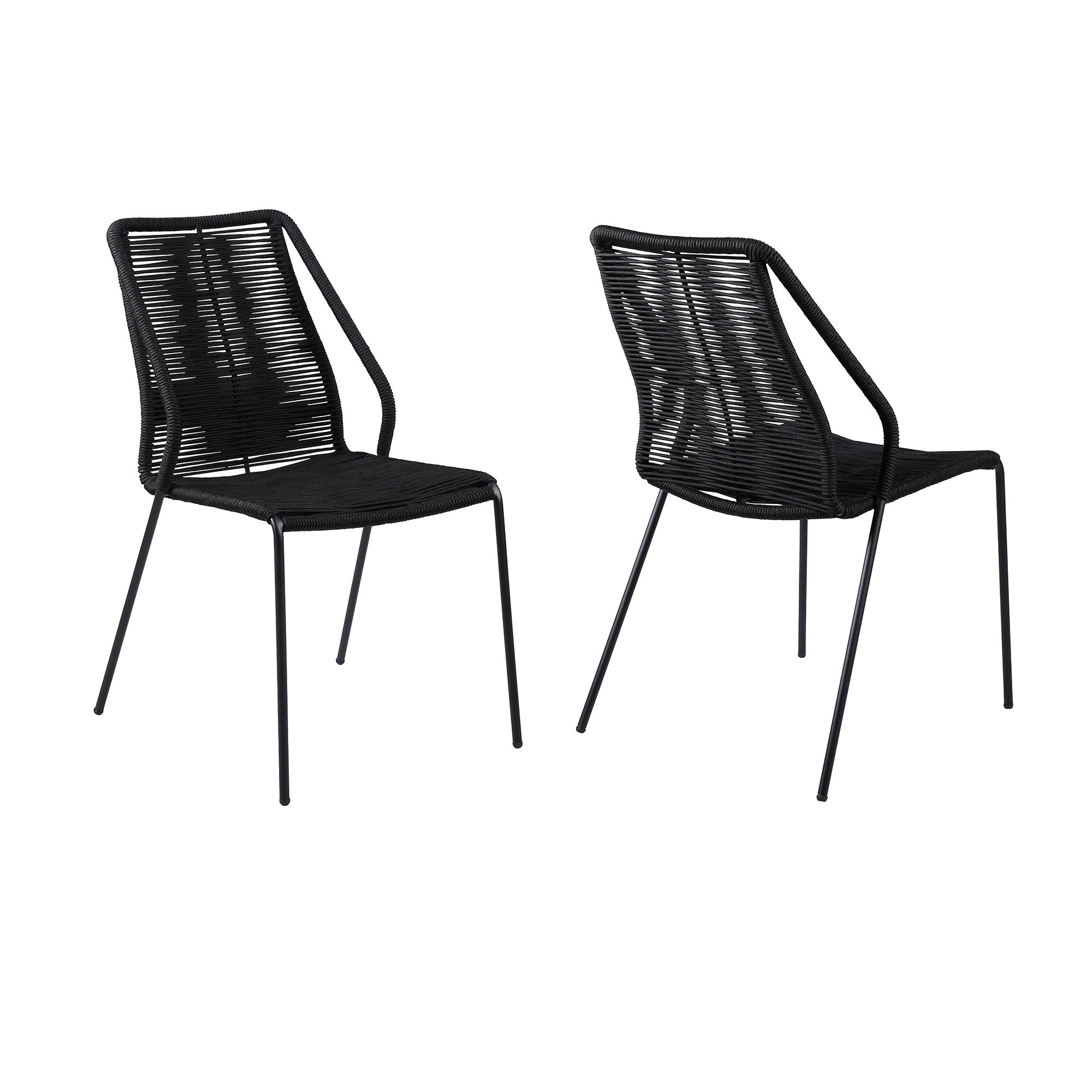 Set of Two 22" Black Metal Outdoor Dining Chair-Outdoor Chairs-DECOROLALA