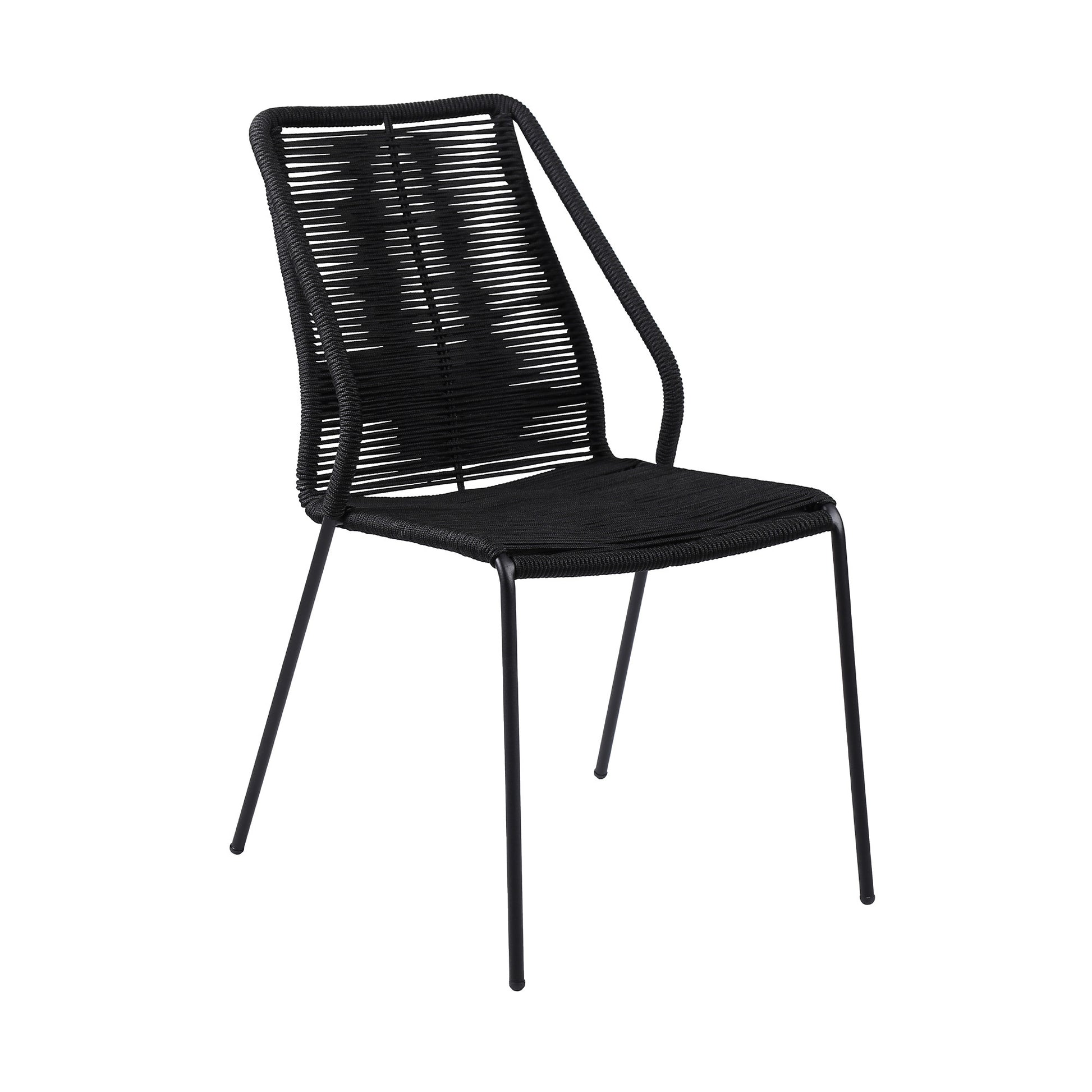 Set of Two 22" Black Metal Outdoor Dining Chair-Outdoor Chairs-DECOROLALA