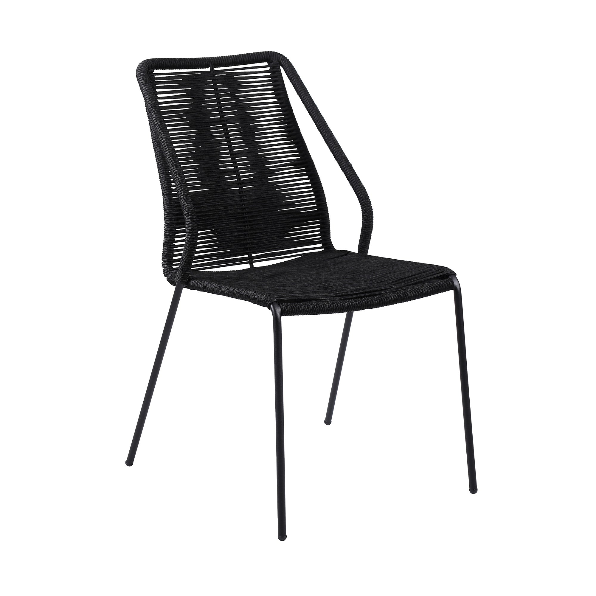 Set of Two 22" Black Metal Outdoor Dining Chair-Outdoor Chairs-DECOROLALA