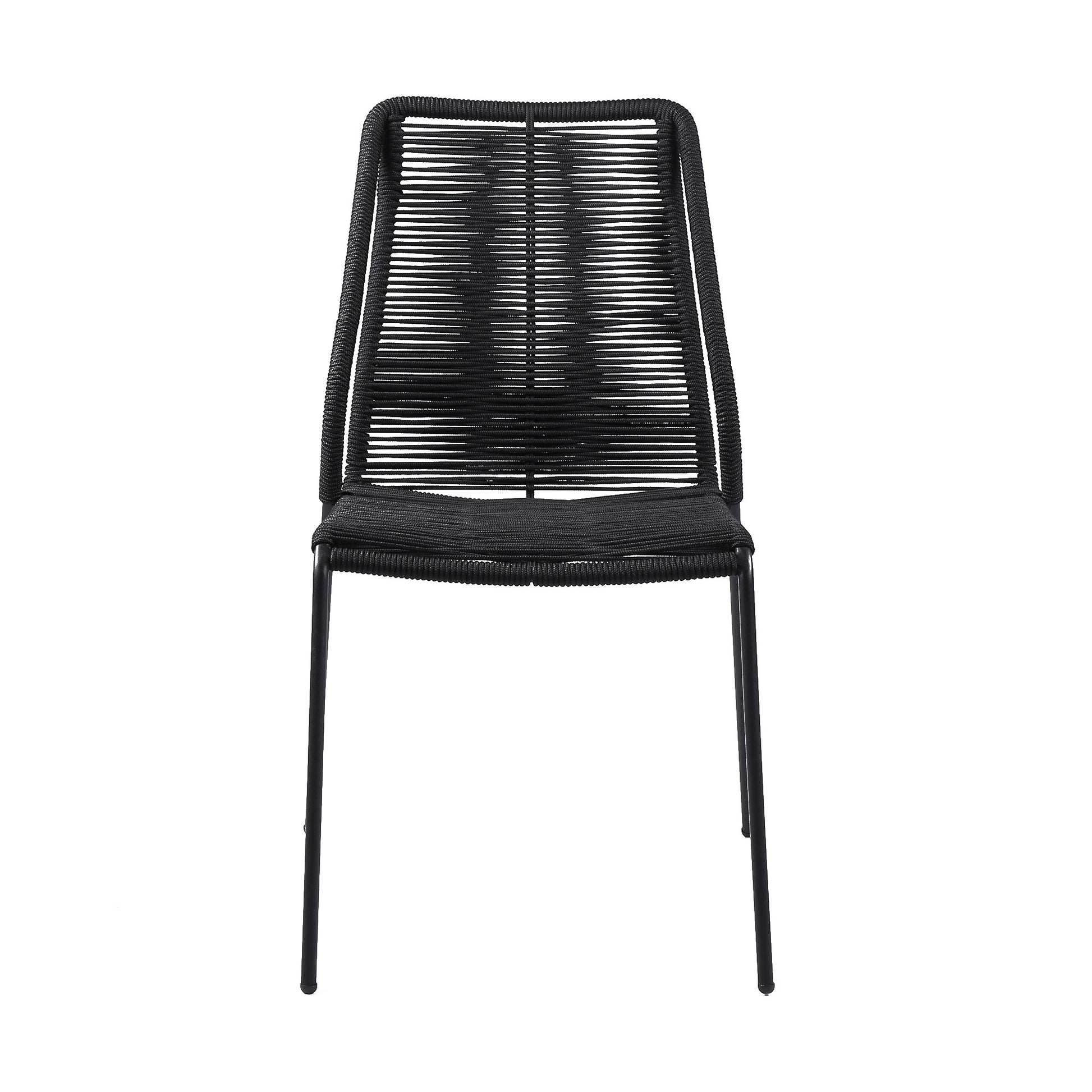 Set of Two 22" Black Metal Outdoor Dining Chair-Outdoor Chairs-DECOROLALA