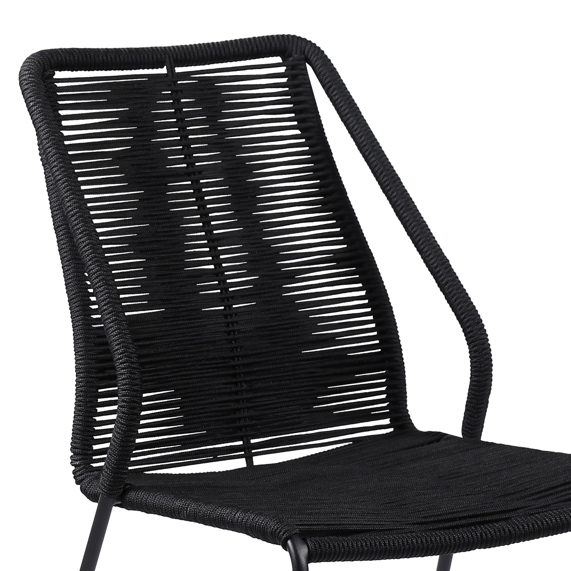 Set of Two 22" Black Metal Outdoor Dining Chair-Outdoor Chairs-DECOROLALA