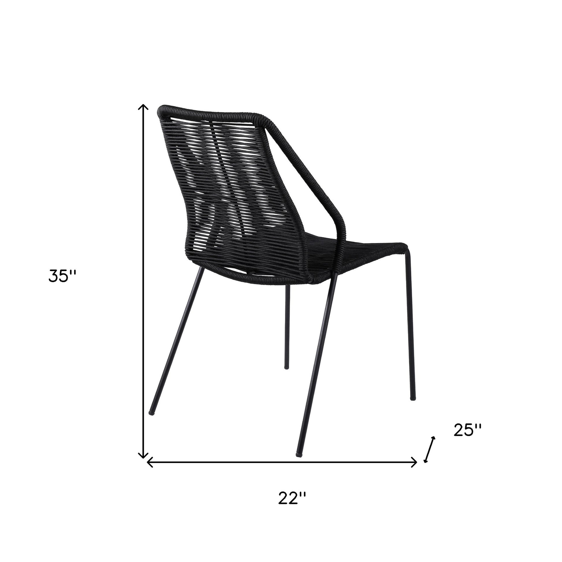 Set of Two 22" Black Metal Outdoor Dining Chair-Outdoor Chairs-DECOROLALA