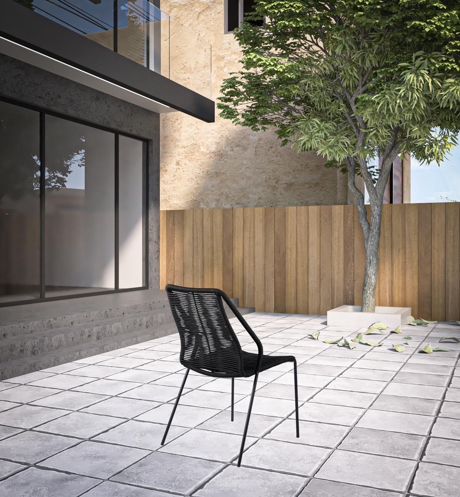 Set of Two 22" Black Metal Outdoor Dining Chair-Outdoor Chairs-DECOROLALA