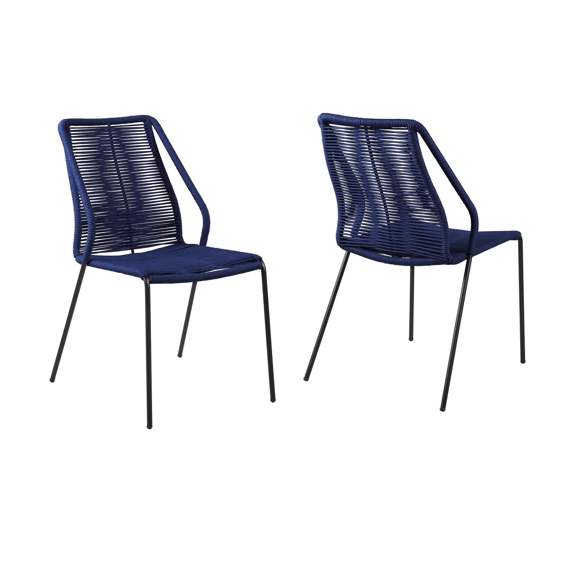 Set of Two 22" Blue Metal Outdoor Dining Chair-4