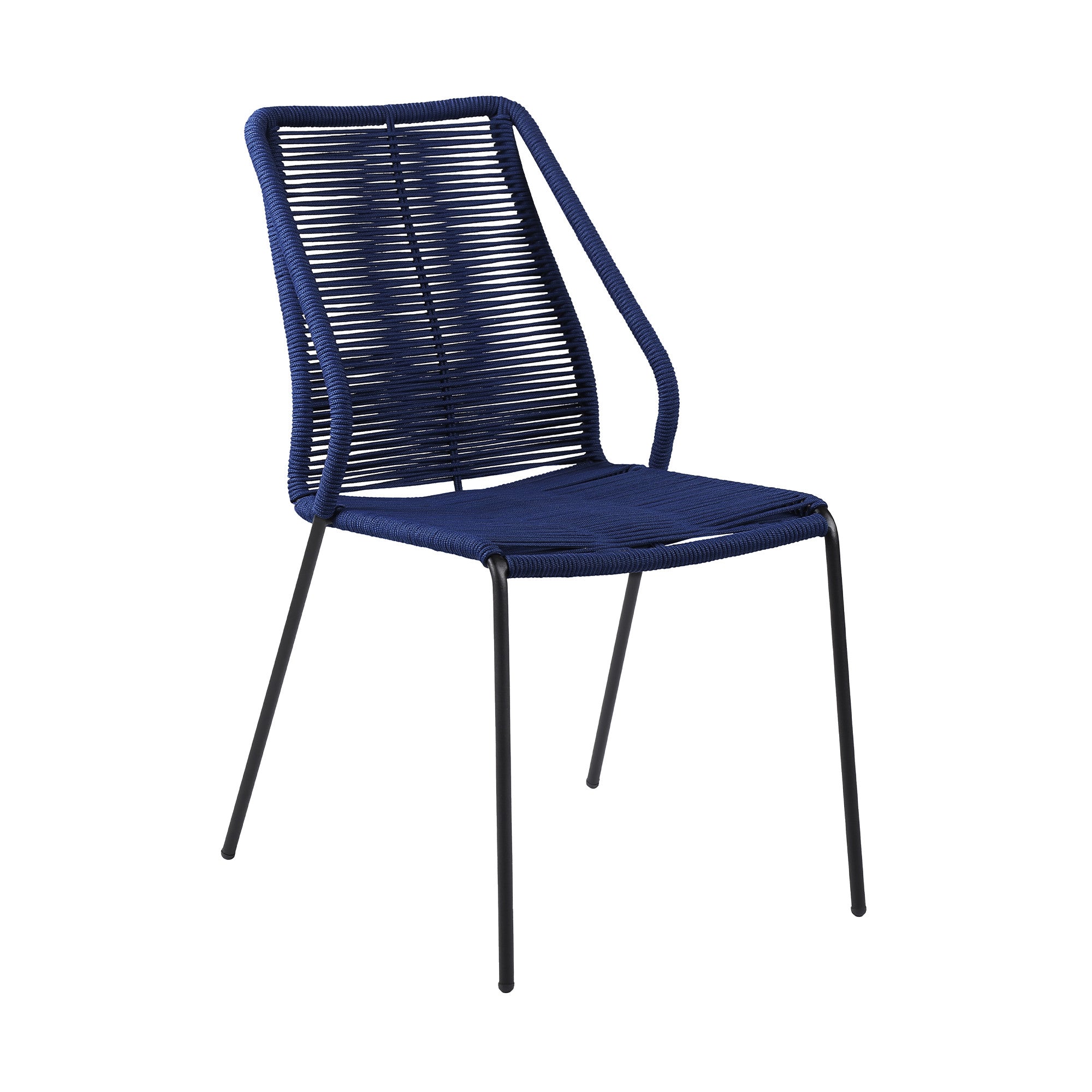 Set of Two 22" Blue Metal Outdoor Dining Chair-3